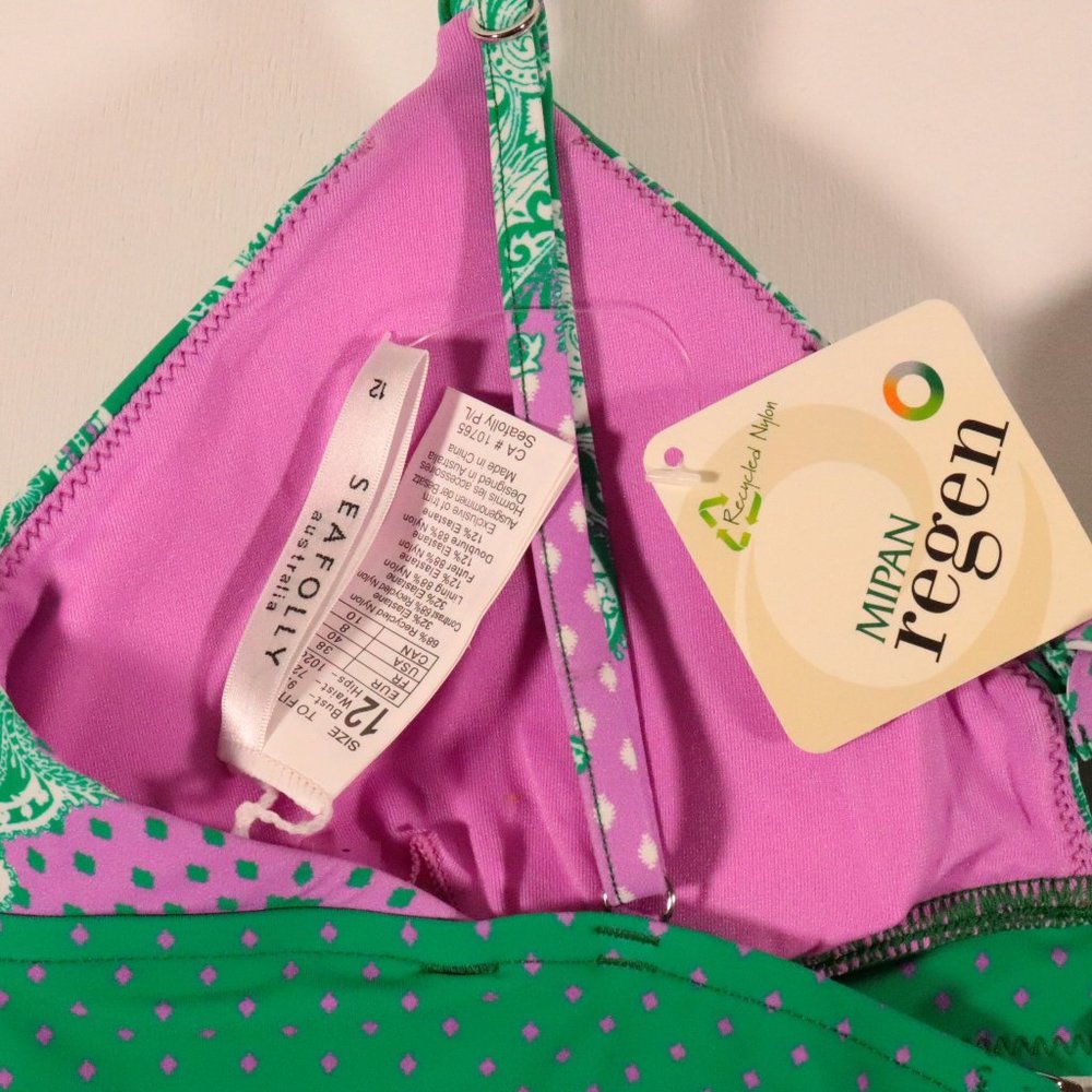 NWOT Seafolly X Revolve Bandana Bay Fixed Tri Bikini Top - Picture 11 of 15
